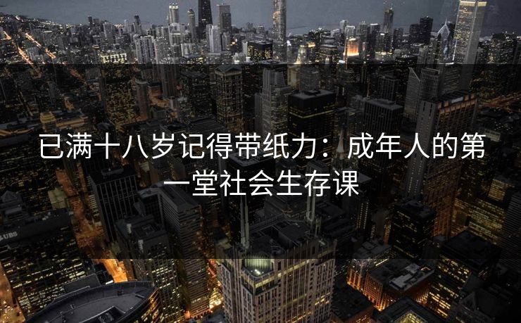 已满十八岁记得带纸力：成年人的第一堂社会生存课