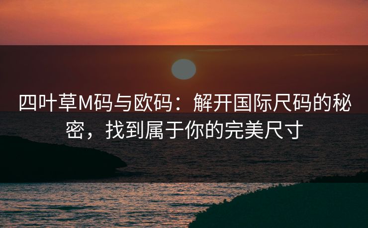 四叶草M码与欧码：解开国际尺码的秘密，找到属于你的完美尺寸