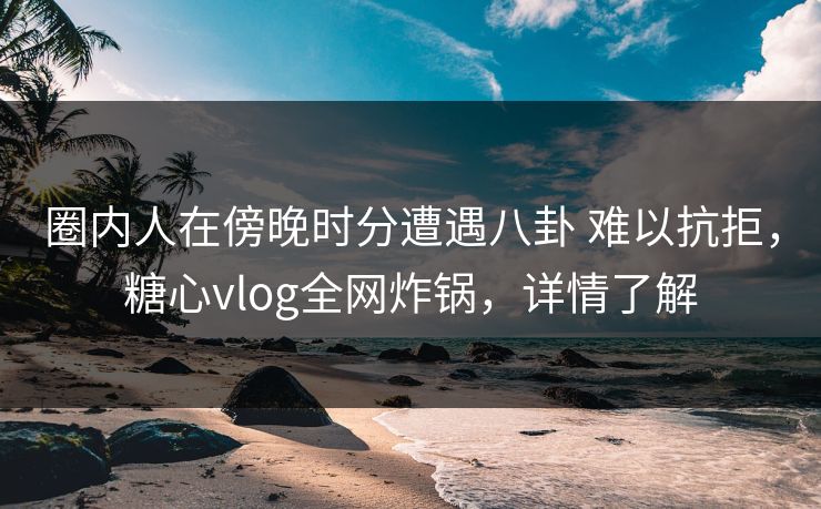 圈内人在傍晚时分遭遇八卦 难以抗拒,糖心vlog全网炸锅,详情了解