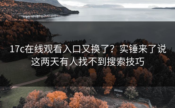 17c在线观看入口又换了?实锤来了说这两天有人找不到搜索技巧
