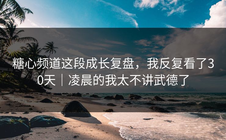 糖心频道这段成长复盘,我反复看了30天|凌晨的我太不讲武德了